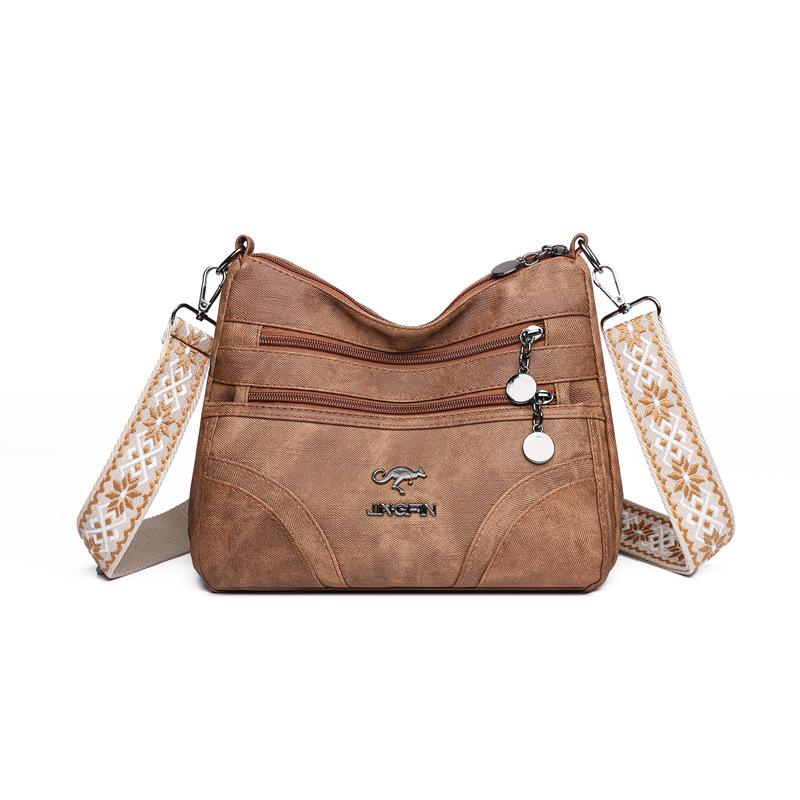 

Stylish Multi-Compartment Crossbody Bag for Mature Women світло-коричневого кольору