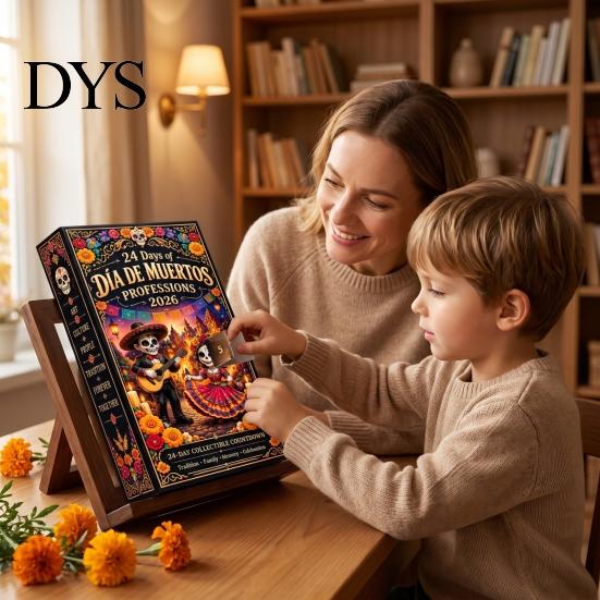 Family Keepsake Gift for Holiday Day of The Dead Advent Calendar, 24-Day Countdown Miniature Village Birthday Boys Girls Set, Collectible Figures