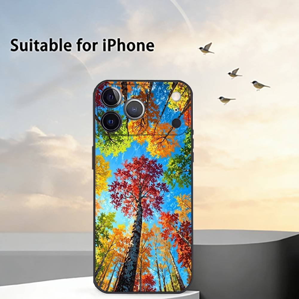 Colorful L-Leaves Phone Case Silicone Soft For IPhone 17 16 15 14 13 12 11 X XR Plus Pro Max Plus