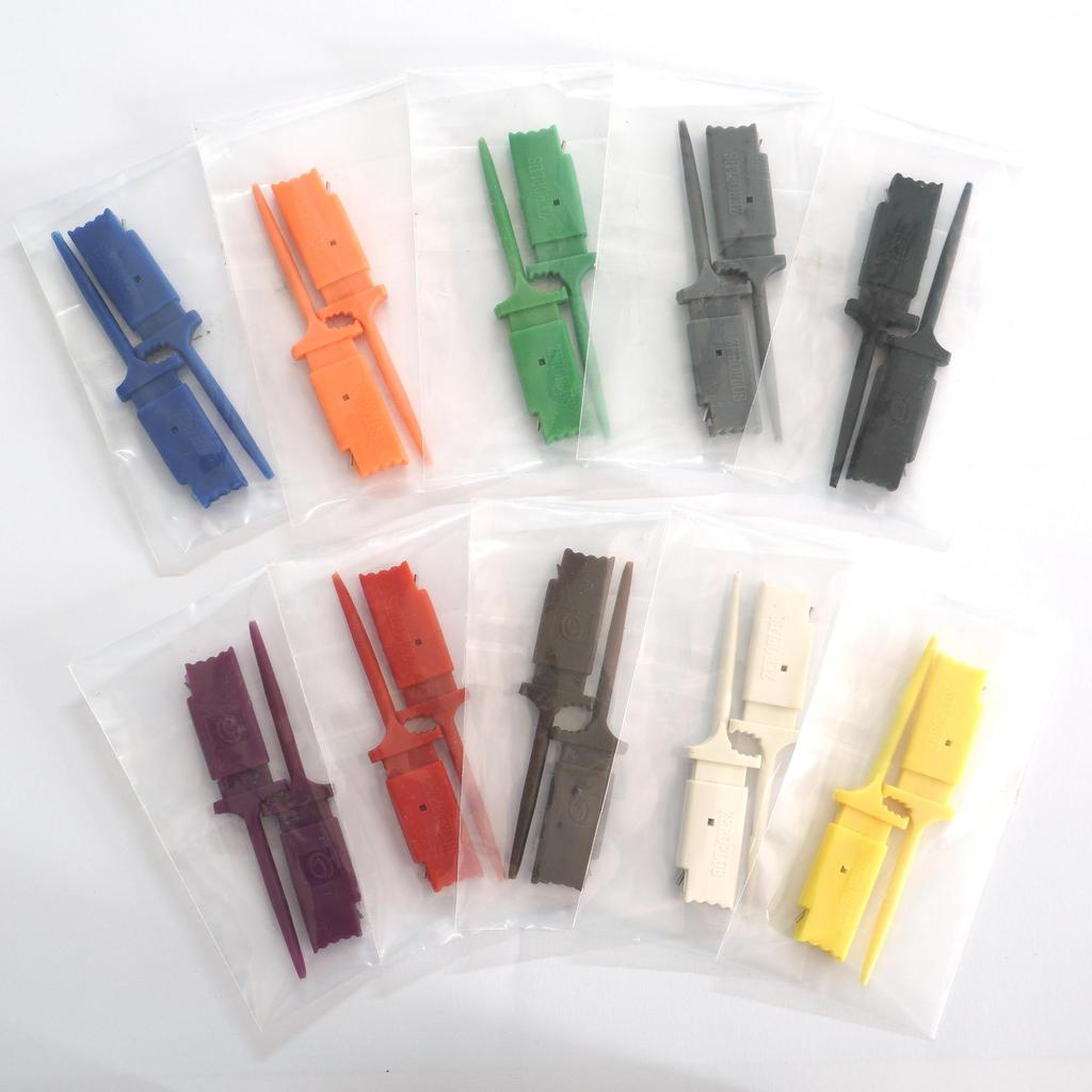 Electric Parts IC Grabber Test Probe Mini Grabbers for Logic 10 Set of 20 Clips, Clips, Hooks, Analyzers, Colors,