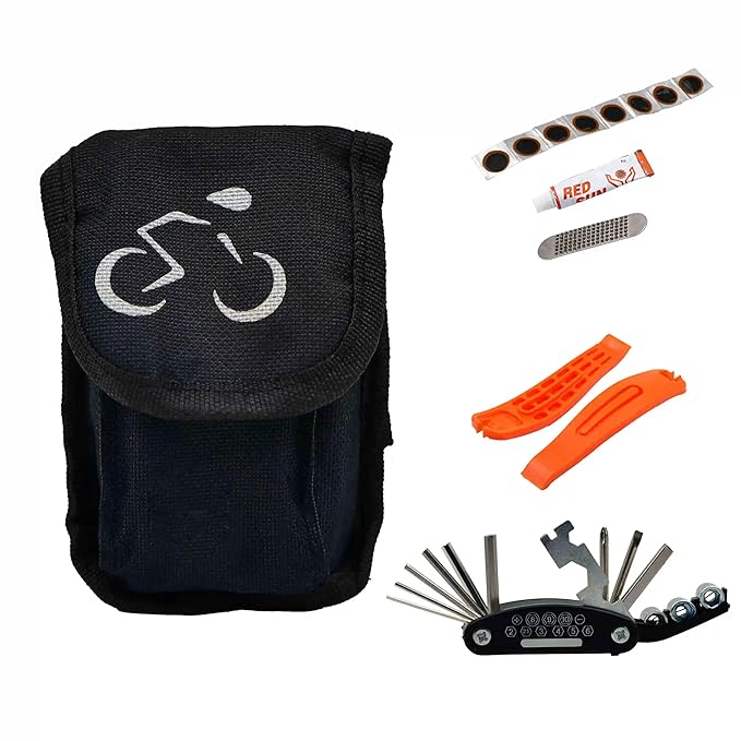 KNK Bicycle Essential Repair Kit – Multi-Tool, Tire Levers, Chain & Puncture Repair Tools – Compact Bike Maintenance Kit for Road, MTB & Hybrid Bikes
