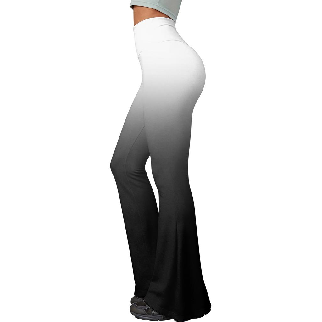 Damen High Waist Ausgestellte Yogahose mit Farbverlauf Print Schmal Geschnitten Stretch Lässige Schlaghose für den Alltag