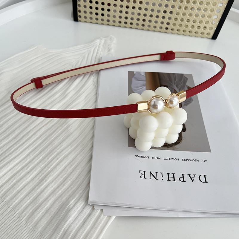 Stunning Matte Black Women's Belt With Elegant Pearl Buckle Perfect For Summer Outfits