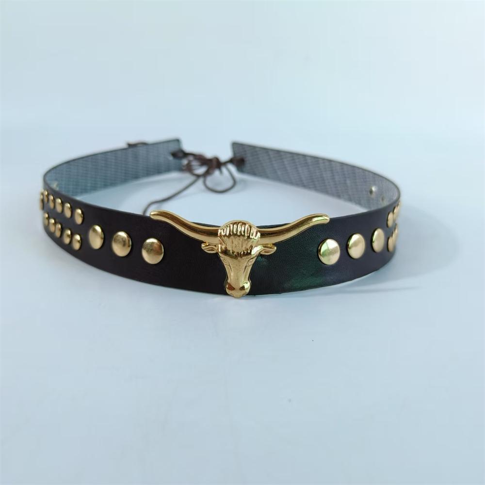 Enthic Hat Accessories Leather Belt For Hat Band Cowboy Hat Decoration Rivet Belt Straw Hat Band Bohemia Hat Accessory