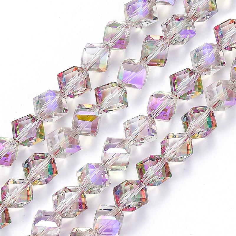 4-8mm Cube Crystal Glass Beads for Jewelry Making Faceted Square Crystal Glass Beads for Bracelet Earring Necklace DIY Craft