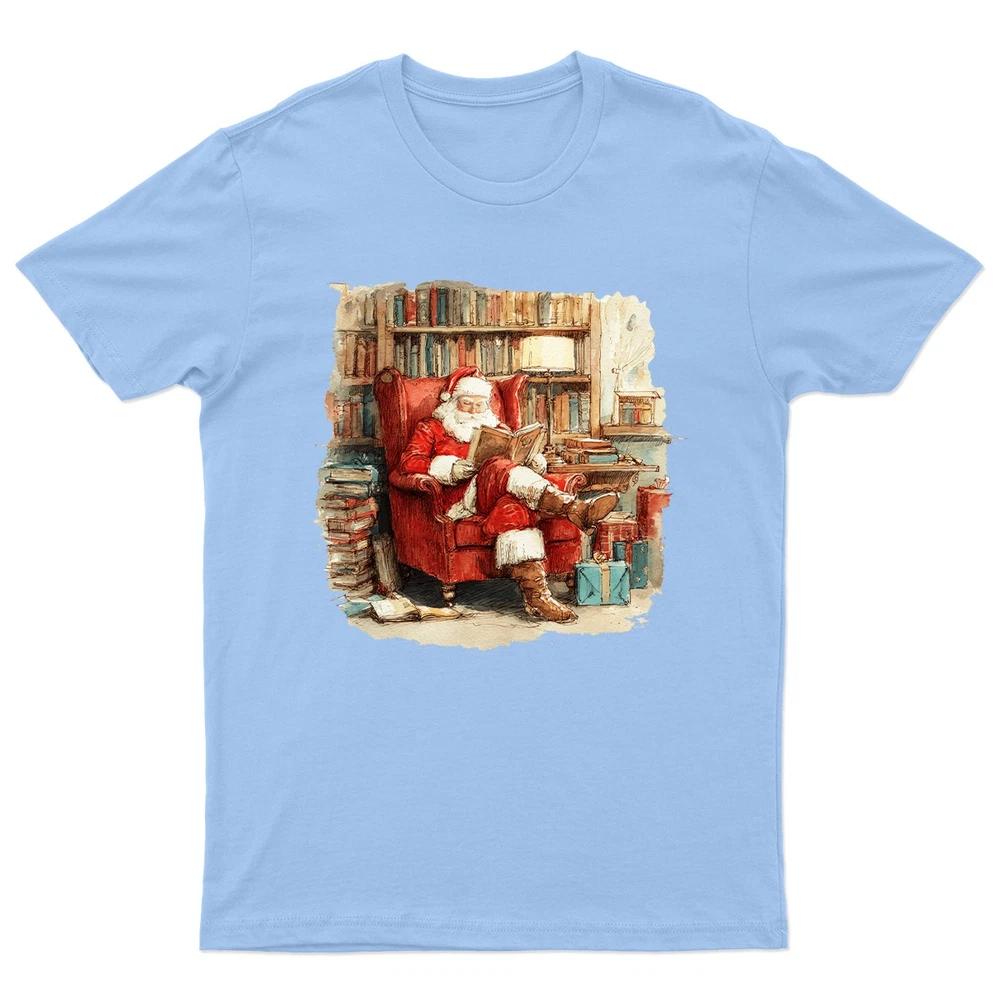 Santa Reading Book Christmas TShirt Unisex Gift Retro Seasonal Funny Xmas S
