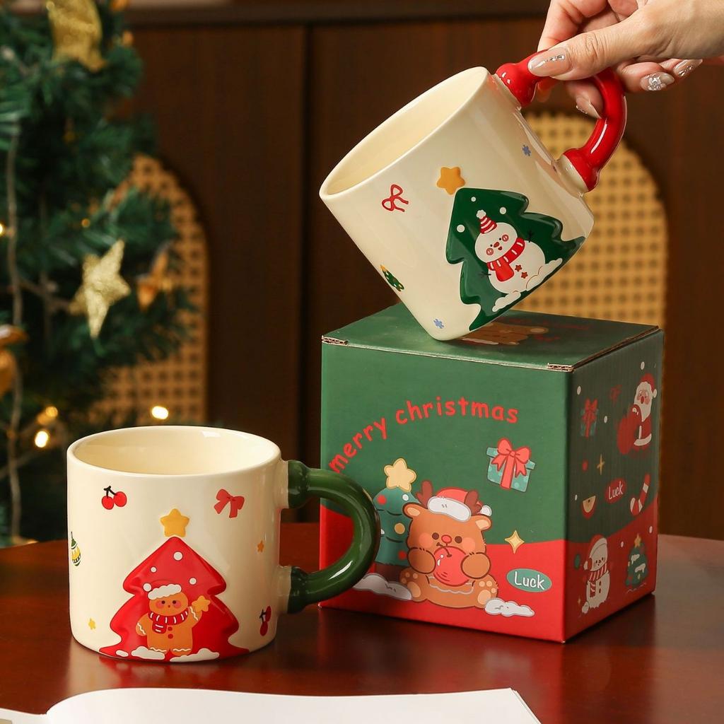 Christmas Mugs Santa Claus Ceramic Cups Household Water Cups  Creative High Appearance Level  Christmas Gifts Souvenirs