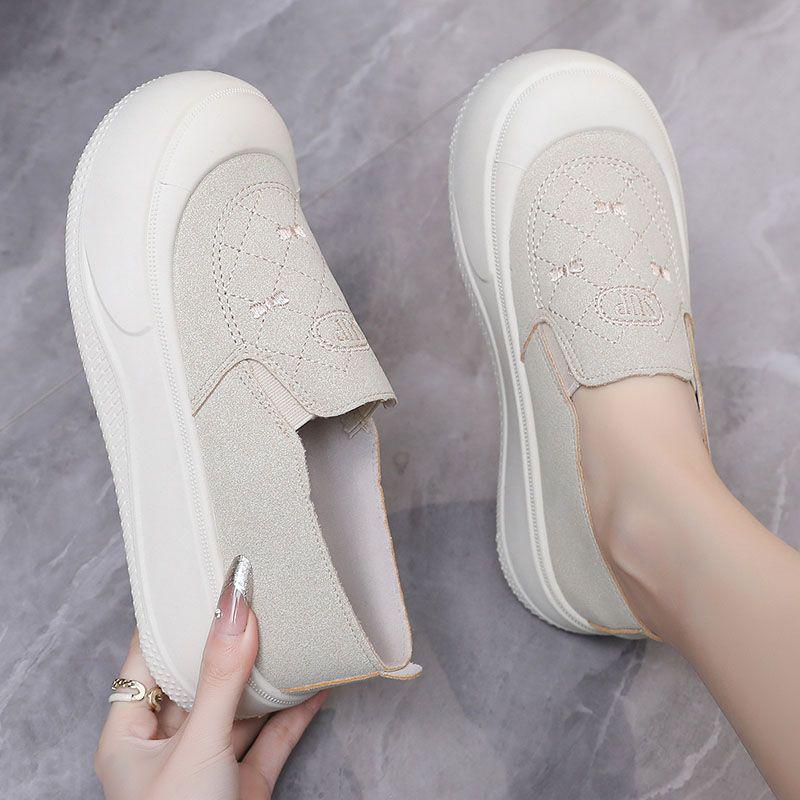 Dámské lehké mokasíny s tlustou podrážkou na nazouvání pro jaro 2025 - Všestranné a stylové látkové boty ve starém pekingském stylu