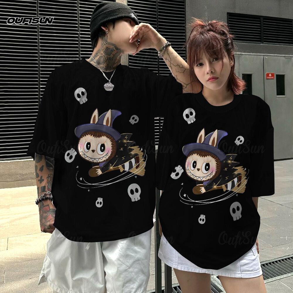 Labubu   Women's T-shirt Cartoon Labubu Jersey Oversized Tops Couple Korean Trendy Tops Tees