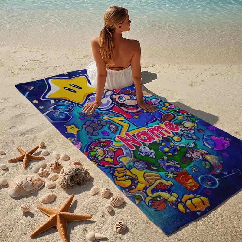 Mario Luigi Custom Name Soft Beach Towel Outdoor Vacation Beach Towel Outdoor Blanket Beach Towel Portable For Travel Beach