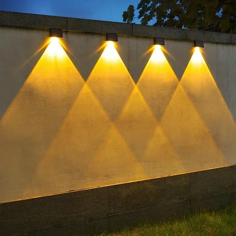 2 LED Solar Garden Lighting Outdoor Super Bright Villa Balcony Waterproof Solar Powered Lamp Courtyard Stairs Fence Wall Light
