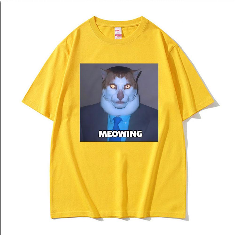 

Funny Cat Meowing Gigachad Meme Printed T-shirts Fashion High Quality T Shirt Tops Men Women Casual Oversized T-shirt Streetwear 4XL