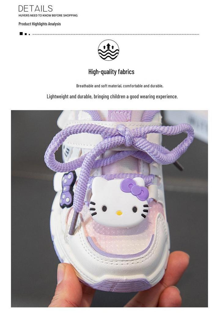 Girls' Cartoon Spring 2026 White Sneakers – Versatile Soft Sole Sports Shoes for Kids
