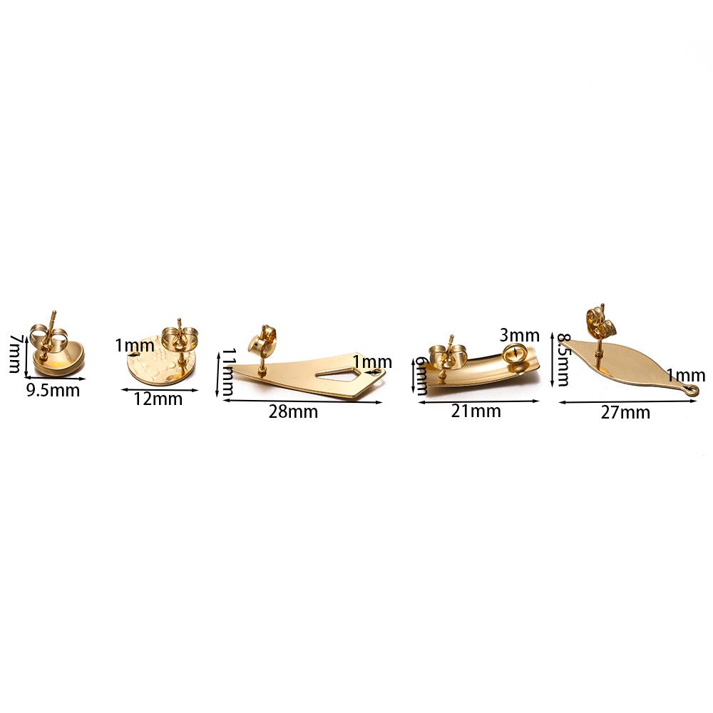 10 Stück/Los Mehrere Stile Edelstahl Stecker Ohrring Basis Runde Blätter Basis für Ohrringe DIY Schmuckherstellung Zubehör