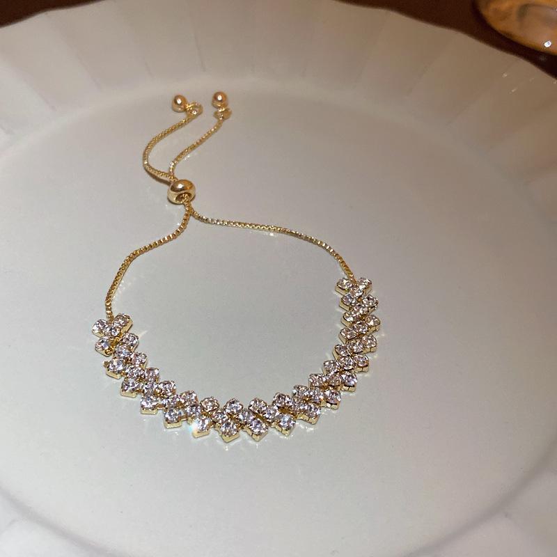 Pulsera Coreana de Zircón Esmeralda y Diamantes - Joyería de Amistad Brillante de Alta Gama para Mujeres a la Moda