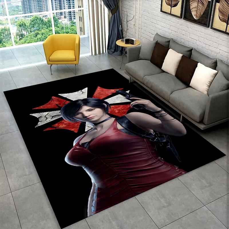 3D R-Resident Evil Leon Spiel Cartoon Teppich Teppich für Schlafzimmer Wohnzimmer Sofa Spielzimmer Fußmatte Heimdekoration, Kinderbereich Teppich Rutschfest