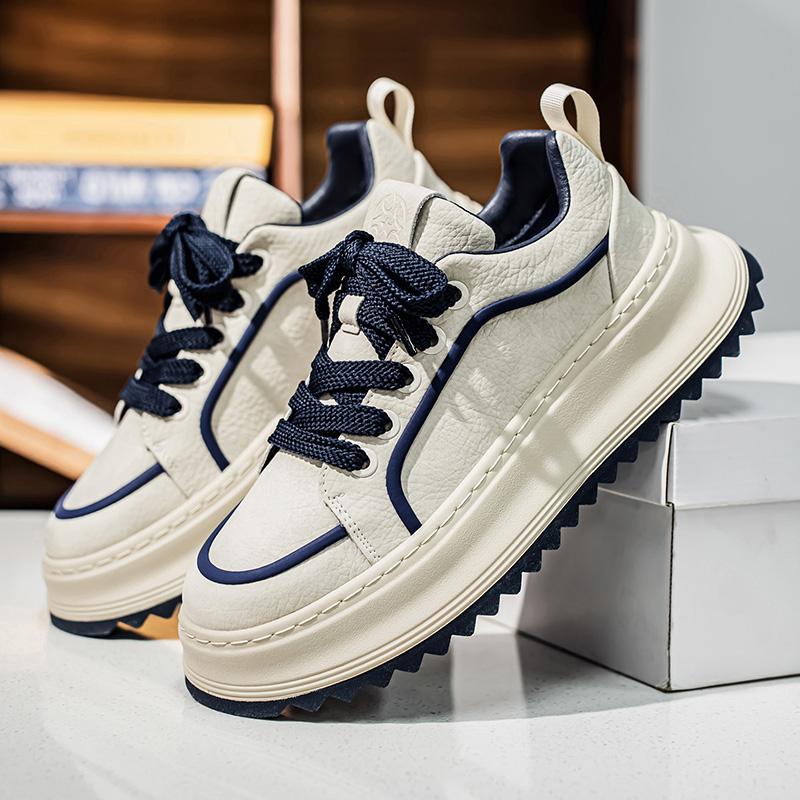 Casual Sporty Men's Shoes Trendy Thick Bottom Board Shoes Spring Autumn New Arrival Low Top Rubber Outsole PU Lining