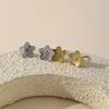 304 Stainless Steel Five-Petal Flower Earrings with Cubic Zirconia