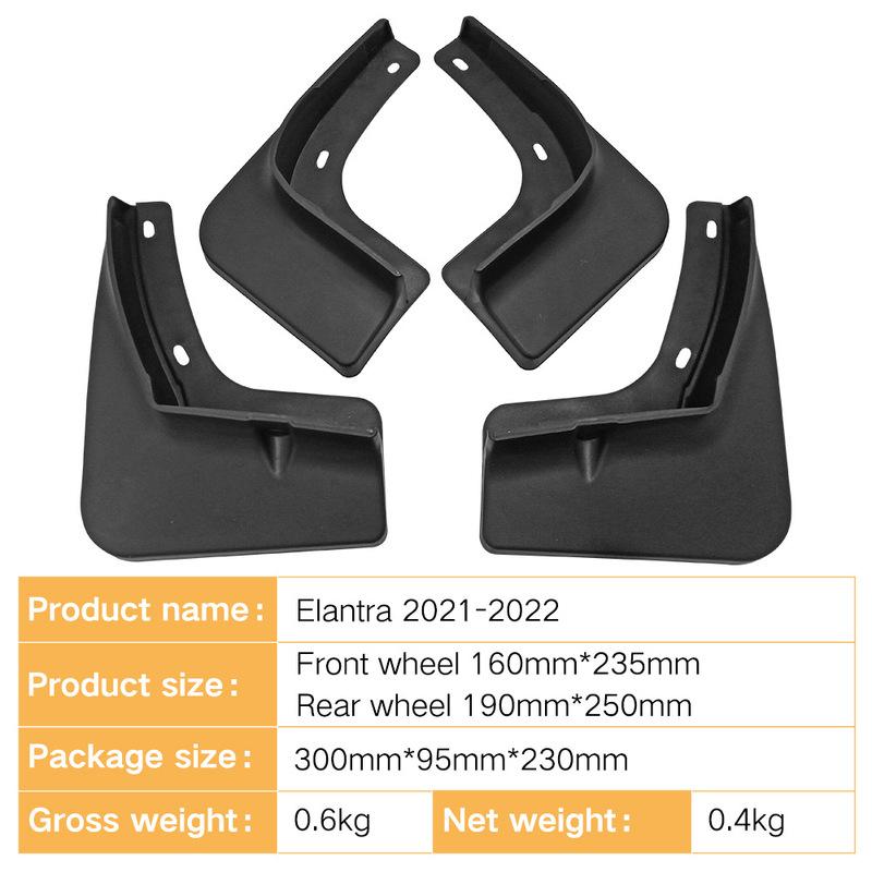 For Hyundai Elantra - Automotive Mudguard Waterproof Prevent Mud Splashing Car Mud Flaps Fender Trim 4pcs Accessories