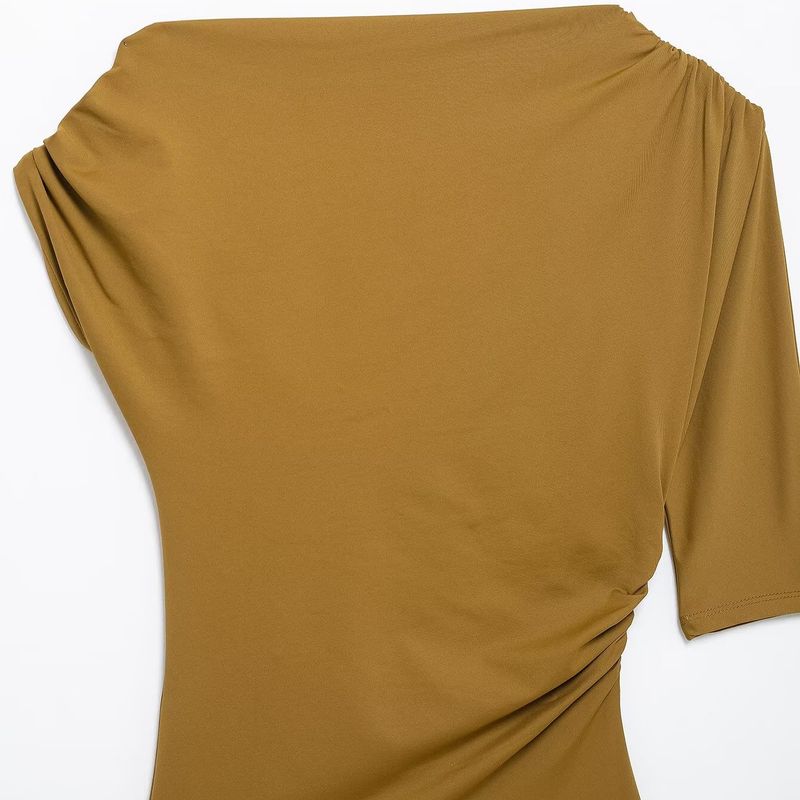 Kaslead New Arrival Women's Clothing Fashion Style Fashion All-Match Nylon Asymmetric Minimalist Tops 1026164