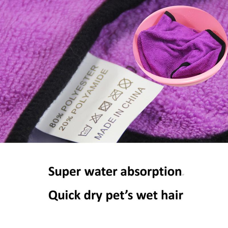 Pet Quick-Dry Absorbent Hooded Towel Robe Small Medium Dogs Cats Adjustable Fast-Drying Bath Wrap