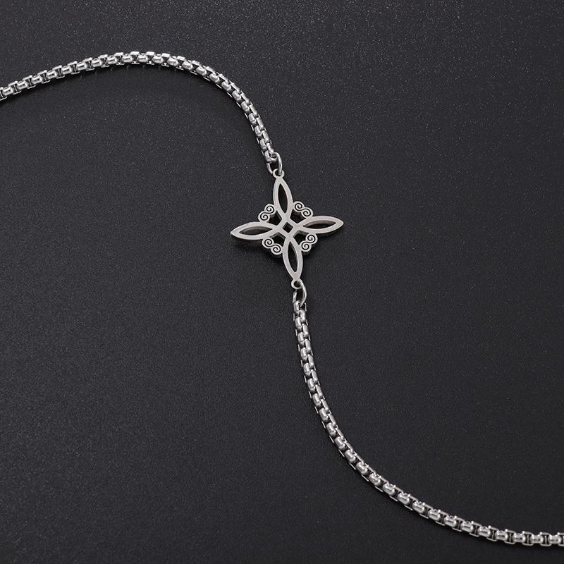 Witchcraft Witch Knot Bracelet Stainless Steel Geometric Hollow Flower Box Chain Cuff Bracelet Ladies Protection Amulet Jewelry