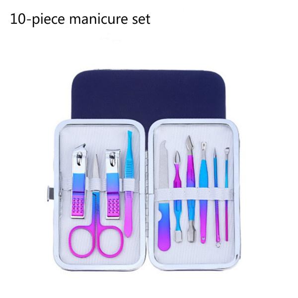 15-piece Colorful Olecranon Stainless Steel Manicure Set Beauty Nail Pedicure Knife Nail Clippers Set Nail Care Set