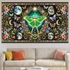 Luna Moth Wall Tapestry Cosmic Butterfly Art Moon Phases Floral Pattern Mystical Nature Decor Boho Living Room Wall Hanging