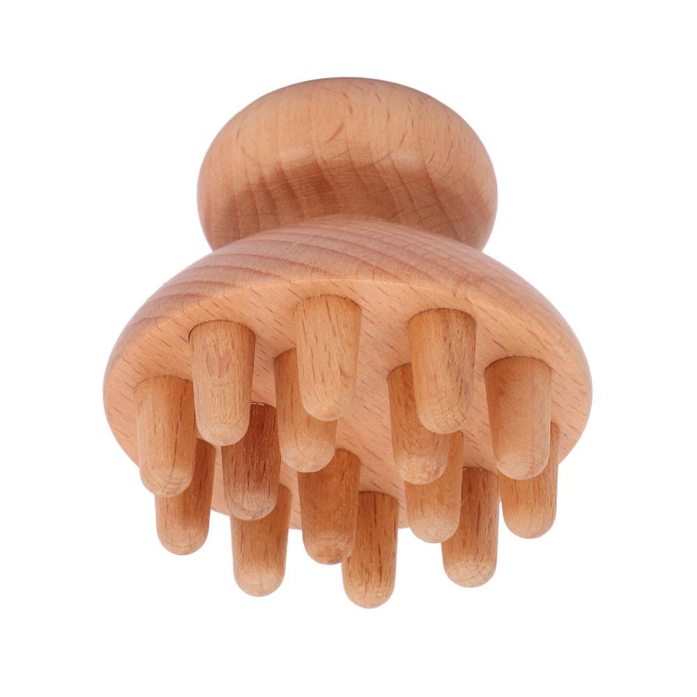 Ergonomic Handle Manual Massage Tool Mushroom Shape Wooden Massager Scalp Massager Full Body Use