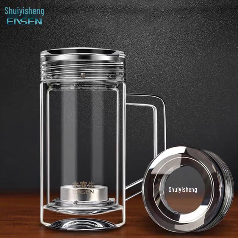Shui Yi Sheng 380ml Double-Layer Insulated Glass Tea Mug