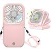 Portable Neck Fan, USB Rechargeable, 3000mAh Power Bank, Quiet & Foldable, Hands-Free for Home/Office/Outdoor/Travel – Pink