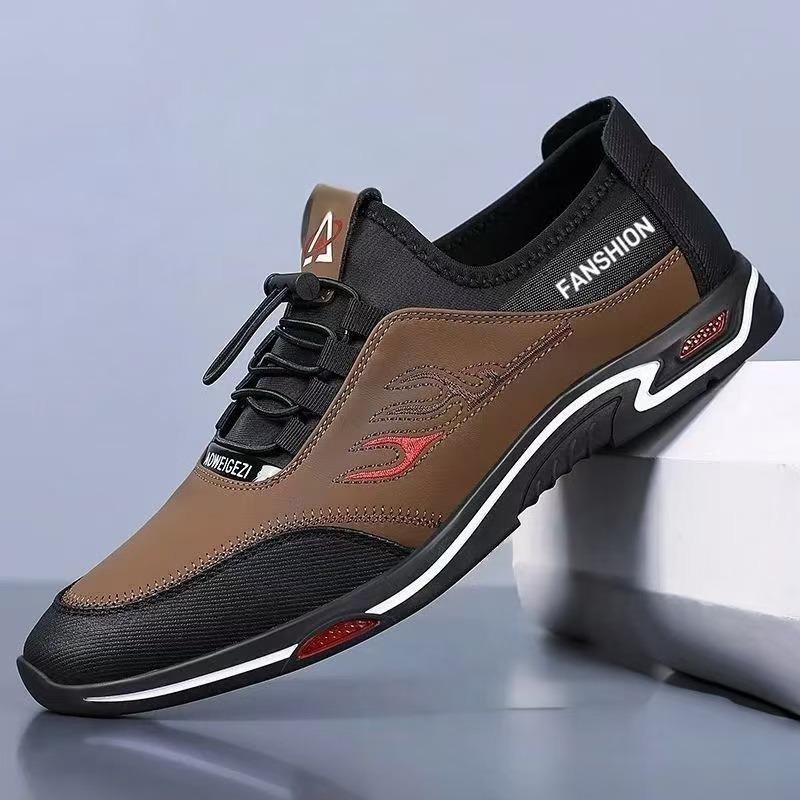 Fashion Men's Shoes Fashion Casual Leather Shoes Outdoor Non Slip Sneakers Soft-soled Leather Driving Shoes Light Walking Flats Loafers