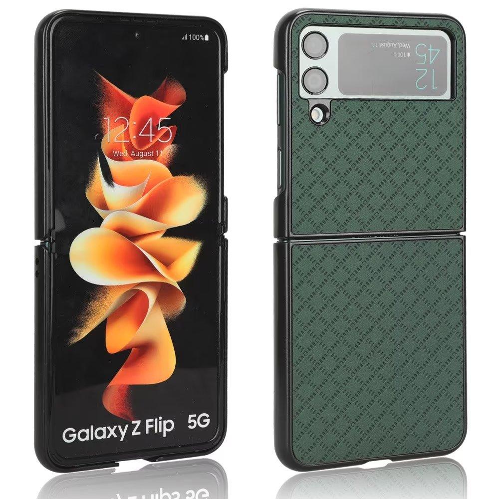 Suitable for Samsung Z Flip4 Mobile Phone Case Z FOLD4 Small Checkered Leather Pattern Case, Folding Mobile Phone Case W20 5G