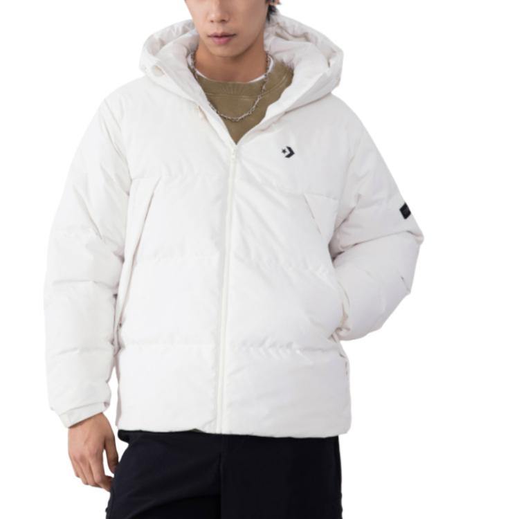 Converse Down Jackets Men's White Hooded Moderate MCJ116-W2Y