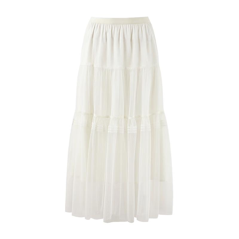 Autumn Water Lady Gentle Lace-Trim A-Line Skirt S