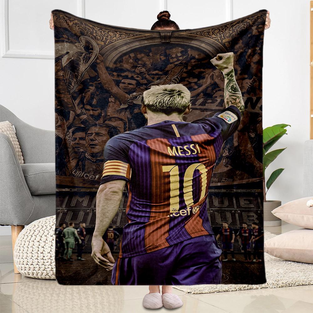 Messi 491 Blanket Comfortable Great for Bedding Seaside Livingroom Four Seasons Universal Digital Print Ideal Gift for Friends Family Couples Picnic