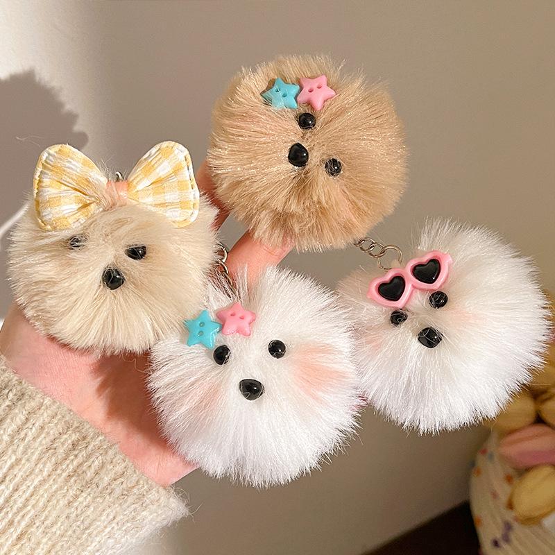 Funny Sausage Mouth Hair Ball Keychains Plush Doll Pendant Key Ring Charms Backpack Car Decor Bag Pendant Accessories
