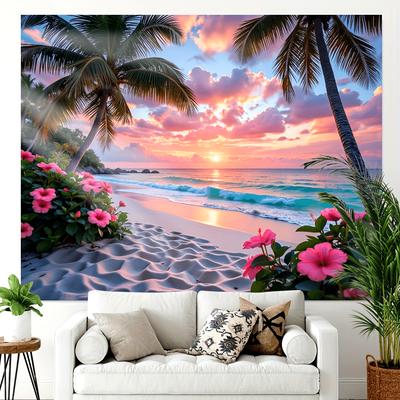 VIKAMA Tropical Sunset Beach Tapestry Art Deco Living Room Sofa Feature Wall Guesthouse Wall Hanging Decoration