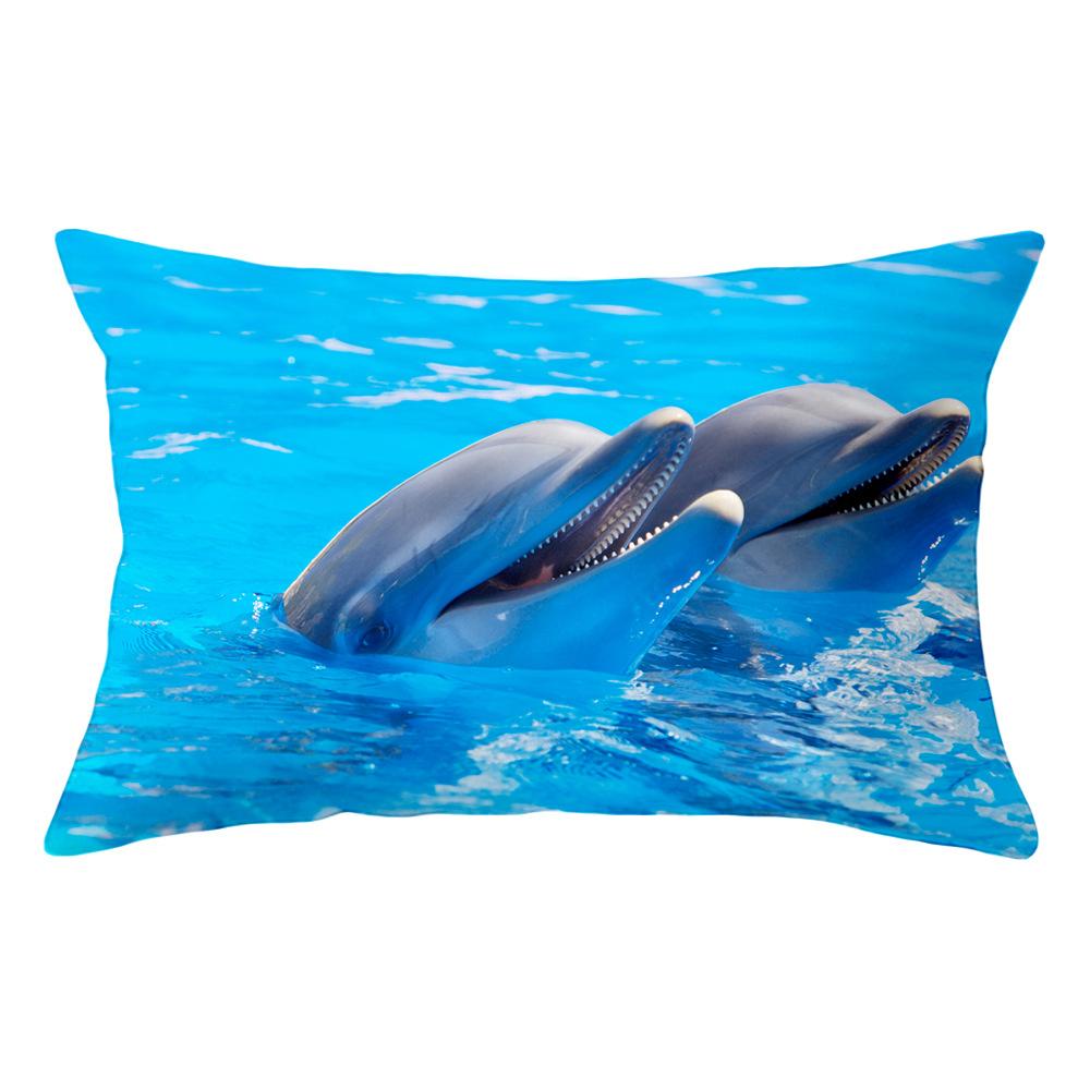 Dekorative Kissenbezüge, 30 x 50 cm, Delfin- und Ozean-Lendenkissenbezug, Sofa-Kissenbezug, Auto-Büro-Kissen, Rückenkissen, Heimdekoration