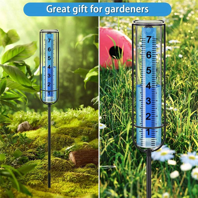ABBY-Rain Gauge, 7Inch Freeze Proof Rain Gauge Outdoor, Large Clear Numbers And Adjustable Height For Garden, Lawn And Farm