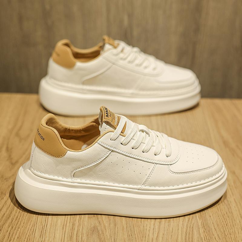 Autumn Feeling White Board Shoes Casual Leather Shoes Sports Thick Sole Increase