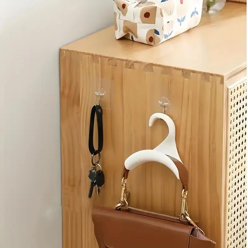 5pcs White Plastic Wardrobe Hooks - Durable Handbag Hangers with Smooth Finish, Ideal for Organizing Accessories & Bags