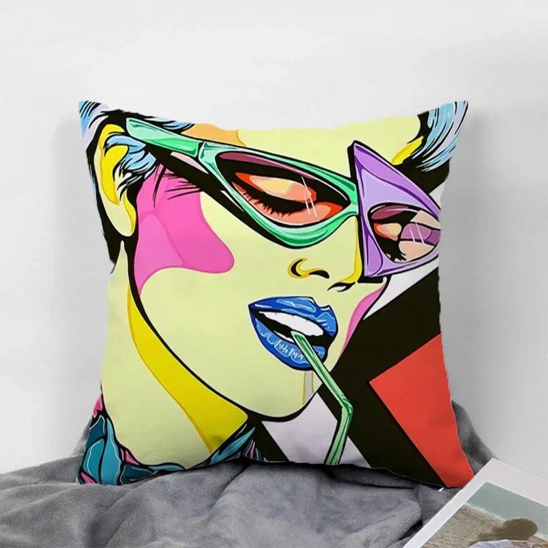 Pop Art Kissenbezüge für 45x45 Kissen Dekorative Sofakissenbezüge 60x60 Kissenbezug 40x40 Paarkissen Kissenbezüge 50x50
