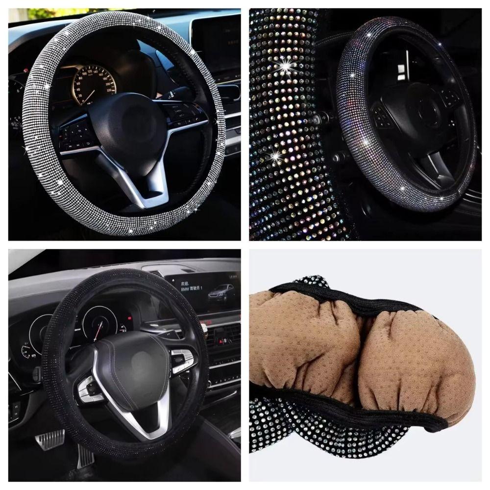 Elastic Bling Steering Wheel Cover Rhinestone Auto Steering Wheel Wrap  Car Accessories