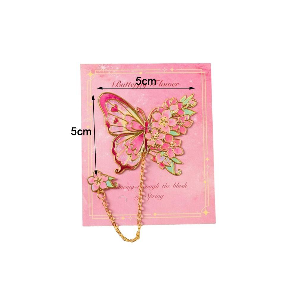 Tassel Chain Metal Butterfly Bookmark Hollow Flower Flower Painting Bookmark  For Book Lovers