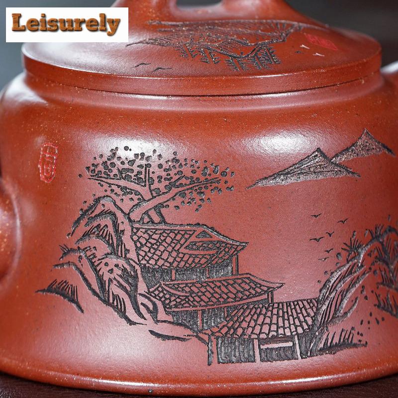 250ml Boutique Yixing Purple Clay Teapots Handmade Admiralty Pot Raw Ore Dragon's Blood Sand Kettle Zisha Tea Set Tableware Gift