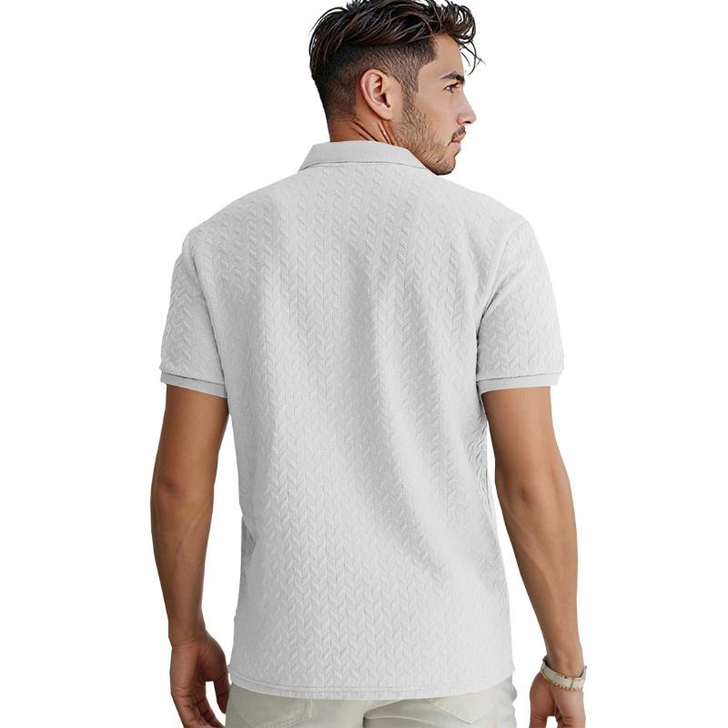 Men's Textured Polo Shirt | Short Sleeve Knit Collar Casual Top