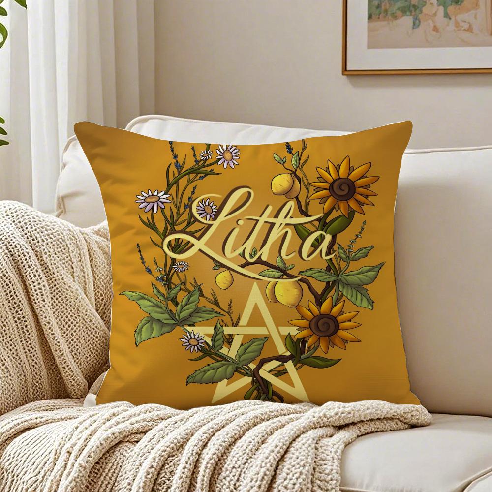 Line Art Midsummer Day Print Beautiful Art Cushion Cover Linen Pillowcase Soft  for Sofa Bed Home Room Decor
