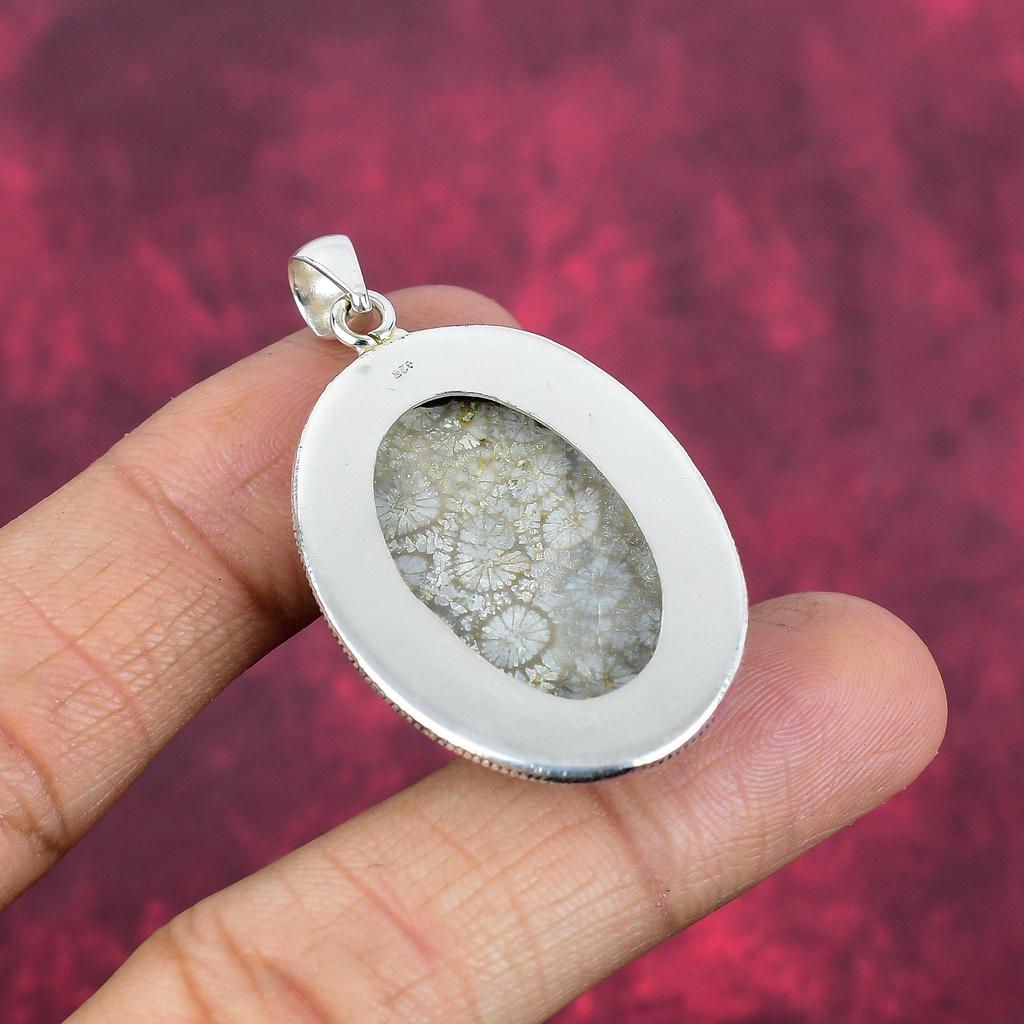 Fossil Coral 925 Solid Sterling Silver Pendant Handmade Gemstone Jewelry, Gifts For Wife Brand New Jewelry Pendant