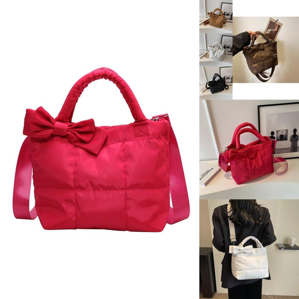 Trendy Soft Nylon Bucket Bag With Zipper Closure And Inner Pocket For Everyday Use